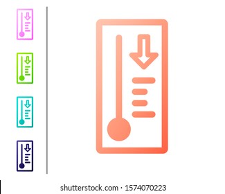 Coral Meteorology thermometer measuring heat and cold icon isolated on white background. Thermometer equipment showing hot or cold weather. Set color icons. Vector Illustration