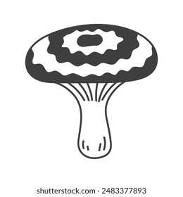 Icono de línea de garabato de seta de capucha lechosa de coral. Dibujado a mano Bosque Fungus sketch. Ingrediente alimentario. Ilustración vectorial de contorno aislada.