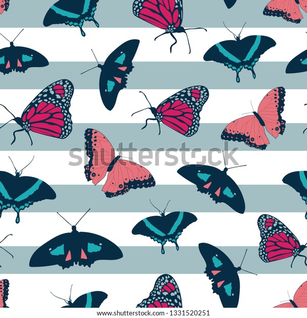 Coral Mint Green Pink Blue Seamless Stock Vector Royalty Free