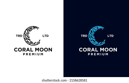 Coral moon logo vector graphic for any business