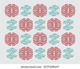 Coral motif vintage pattern fabric textile design print art vector editable