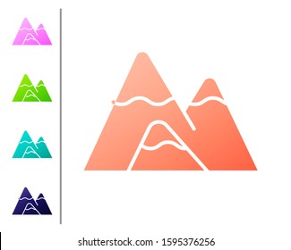 Coral Mountains icon isolated on white background. Symbol of victory or success concept. Set color icons. Vector Illustration