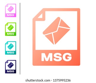 Coral MSG file document icon. Download msg button icon isolated on white background. MSG file symbol. Set color icons. Vector Illustration