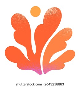 Coral ocean reef illustration.Underwater organic shape.Hand drawn graphic element in naive simple style for banners,smm,branding,packaging,covers,prints.Retro summer tropical symbol