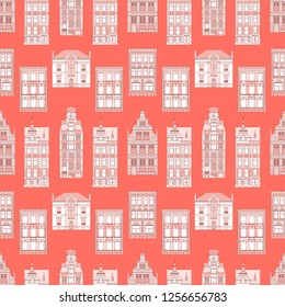 Coral Old City seamless pattern
