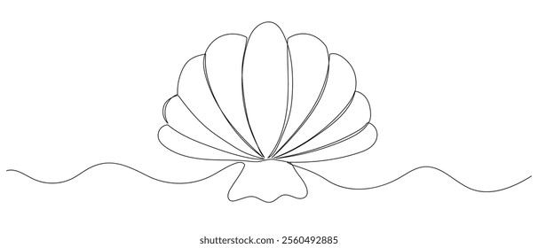 Coral one continuous line illustration. Hand drawn doodle vector sketch isolated on white background