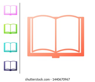 Coral Open book icon isolated on white background. Set color icons. Vector Illustration