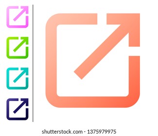 Coral Open In New Window Icon Isolated On White Background. Open Another Tab Button Sign. Browser Frame Symbol. External Link Sign. Set Color Icons. Vector Illustration