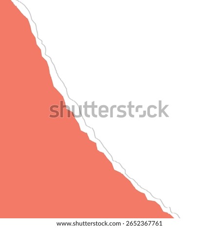 Coral orange torn paper with shadow effect isolated on a transparent background. can be use for banner and poster design
