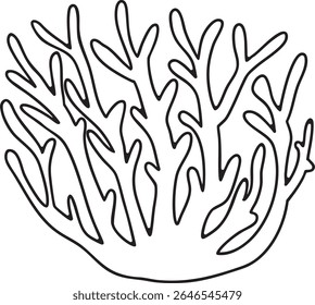 Coral outline vector illustration Hand-drawn art line Great for coloring book, greeting cards, educational material, kids party invitations	