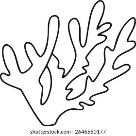 Coral outline vector illustration Hand-drawn art line Great for coloring book, greeting cards, educational material, kids party invitations	