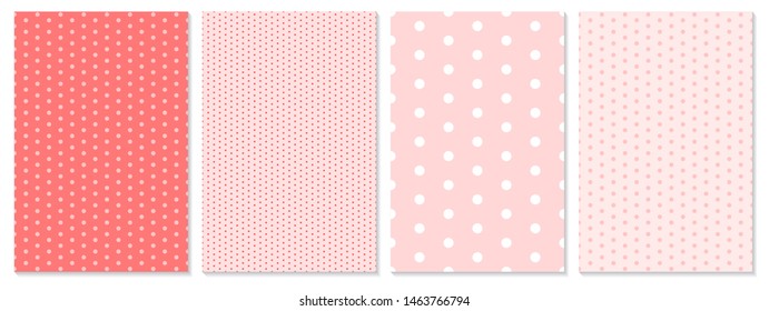Coral pattern. Pink background. Dots coral color. Vector illustration. Polka dot pattern.