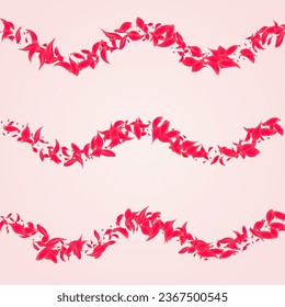 Coral Peach Vector Pink Background. Japanese Rose Poster. Scarlet Flower Summer Template. Red Blur Cherry Cover.