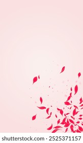 Coral Peach Vector Pink Background. Japan Petal Backdrop. Scarlet Lotus Falling Template. Red Blur Rose Design.