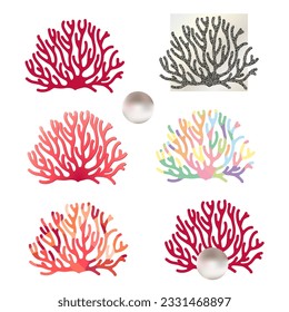 Coral y perla. Imagen estilizada: mosaico de patrón, mosaico monocromo, mosaico multicolor.