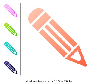 Coral Pencil icon isolated on white background. Education sign. Drawing and educational tools. School office symbol. Set color icons. Vector Illustration