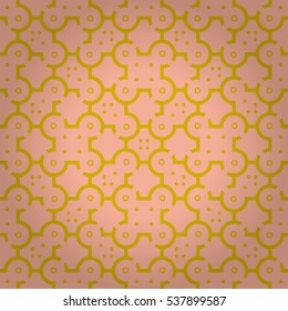 Coral pink decorative seamless pattern in cyberpunk style. Retro tracery. Simple mosaic repeatable backdrop. Colored, contrast design for ads, fabric, curtain or other purpose.