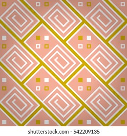 Coral pink decorative seamless pattern in zig-zag style. Classic motif. Vivid, symmetric design for banner, game, packing-paper or other purpose.