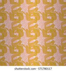 Coral pink decorative seamless pattern in ritual lines style. Flat puzzle repeatable backdrop.
