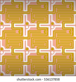 Coral pink fancy seamless pattern in liner style. Bright, contrast design for curtain, packing-paper, textile or other purpose. Clean mosaic repeatable backdrop.