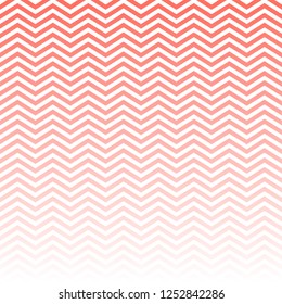 Coral Pink Ombre Chevron Horizontally Seamless Vector Pattern Tile. Gradient Fade Texture Dip Dye Style. Living Coral 2019 Color of the Year. Zigzag Stripes Blending into Solid Color. Swatch Included