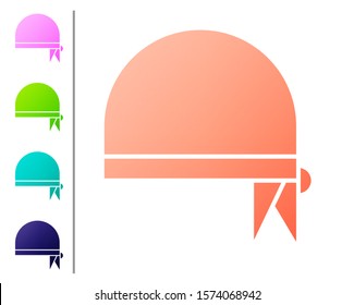 Coral Pirate bandana for head icon isolated on white background. Set color icons. Vector Illustration