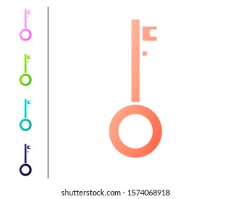 Coral Pirate key icon isolated on white background. Set color icons. Vector Illustration