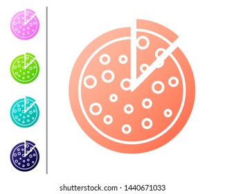 Coral Pizza icon isolated on white background. Set color icons. Vector Illustration