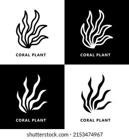 Coral Plant Symbol Vector. Reef Plant Icon Cartoon Logo