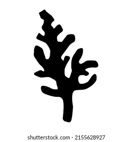 Coral plant vector black silhouette  isolated on white background. Sea life graphics
