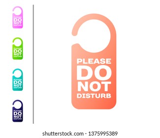 Coral Please do not disturb icon isolated on white background. Hotel Door Hanger Tags. Set color icons. Vector Illustration