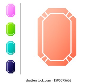 Coral Poker table icon isolated on white background. Set color icons. Vector Illustration