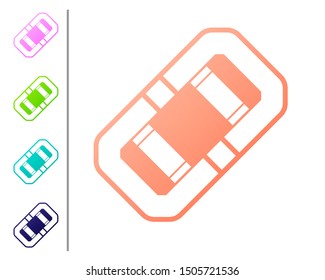 Coral Rafting boat icon isolated on white background. Inflatable boat. Water sports, extreme sports, holiday, vacation, team building. Set color icons. Vector Illustration