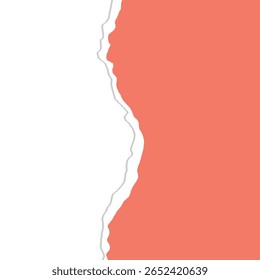 O intervalo de coral rasgou o papel com efeito de sombra em um fundo quadrado transparente para. Elemento de design para banner e cartaz