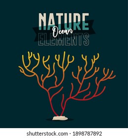 Coral red nature oceans in dark background - Vector