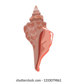 Coral red sea shell illustration. Mollusc, ocean, decoration. Nature concept. Vector illustration can be used for topics like ocean, sea, design, decoration