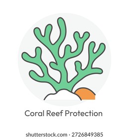 Icono de conservación de arrecifes de coral y protección del ecosistema marino con trazo editable.