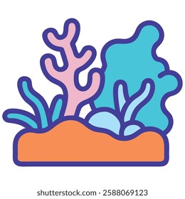 Coral reef fish marine life icon illustration