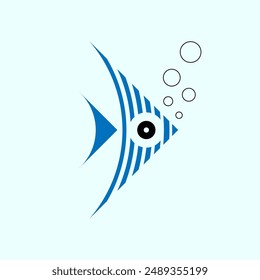 Coral reef fish in minimalist style. Vector illustration. Sketch for creativity.