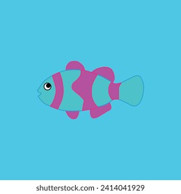 The coral reef fish on the light blue background