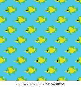 Coral reef fish seamless pattern