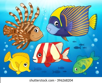 Korallenriff Fisch Thema Bild 3 - eps10 Vektorgrafik.
