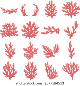 Coral reef flat design illustration for decoration on coastal design, summer , marine life and nautical concept.