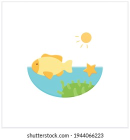 Coral reef flat icon. Underwater ecosystem characterized by reef-building corals. Living place for seafish, starfish, corals. Biodiversity concept. 3d vector illustration