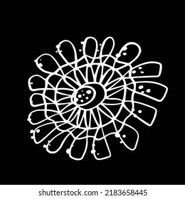 coral reef of hand-drawn ink vector. art print coral reef and fish. line fish on black.