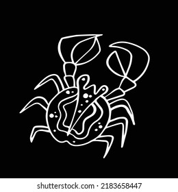 coral reef of hand-drawn ink vector. art print coral reef and fish. line fish on black.