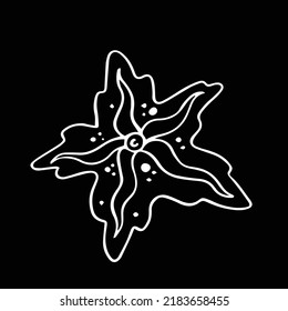 coral reef of hand-drawn ink vector. art print coral reef and fish. line fish on black.