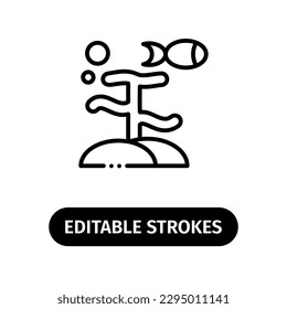 coral reef icon. editable strokes