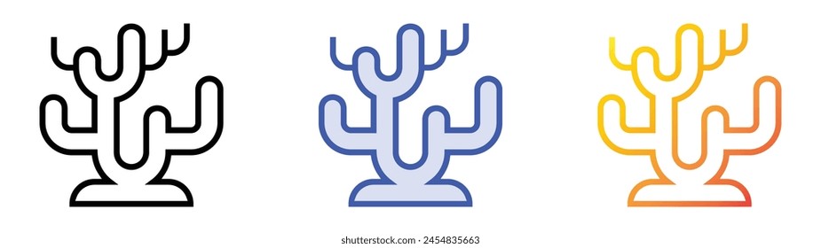 coral reef icon. Linear, Blue Fill and Gradient Style Design Isolated On White Background