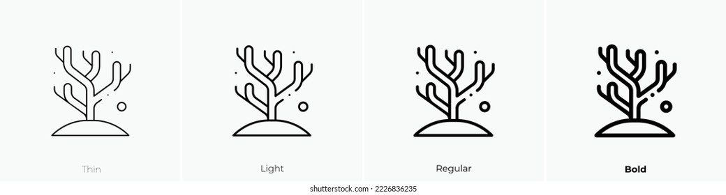 coral reef icon. Thin, Light Regular And Bold style design isolated on white background